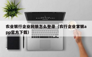 农业银行企业网银怎么登录（农行企业掌银app官方下载）