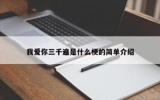 我爱你三千遍是什么梗的简单介绍