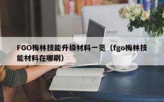 FGO梅林技能升级材料一览（fgo梅林技能材料在哪刷）