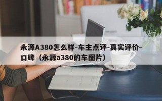 永源A380怎么样-车主点评-真实评价-口碑（永源a380的车图片）