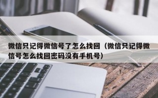 微信只记得微信号了怎么找回（微信只记得微信号怎么找回密码没有手机号）