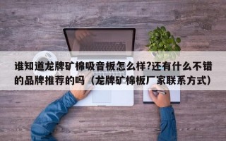 谁知道龙牌矿棉吸音板怎么样?还有什么不错的品牌推荐的吗（龙牌矿棉板厂家联系方式）