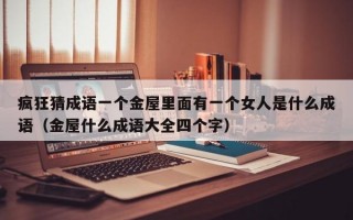 疯狂猜成语一个金屋里面有一个女人是什么成语（金屋什么成语大全四个字）