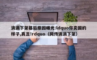 滴滴下架幕后原因曝光:ldquo你卖国的样子,真丑!rdquo（网传滴滴下架）