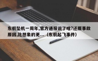 东航坠机一周年,官方通报说了啥?还原事故原因,比想象的更...（东航起飞事件）