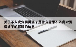 关于不入虎穴焉得虎子是什么意思不入虎穴焉得虎子的解释的信息