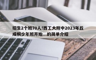 招生2个班70人!西工大附中2023年丘成桐少年班开始...的简单介绍