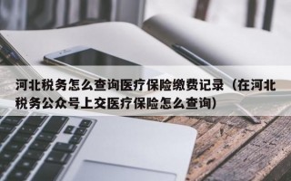 河北税务怎么查询医疗保险缴费记录（在河北税务公众号上交医疗保险怎么查询）