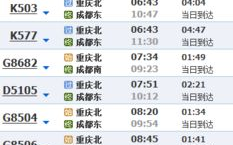 成都到重庆的火车时刻表,成都至重庆火车时刻表