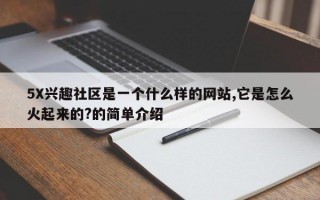 5X兴趣社区是一个什么样的网站,它是怎么火起来的?的简单介绍