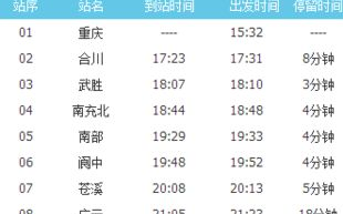 重庆火车时刻表,重庆到成都的火车真实的时刻表