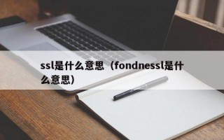 ssl是什么意思（fondnessl是什么意思）