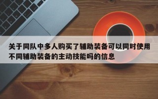 关于同队中多人购买了辅助装备可以同时使用不同辅助装备的主动技能吗的信息